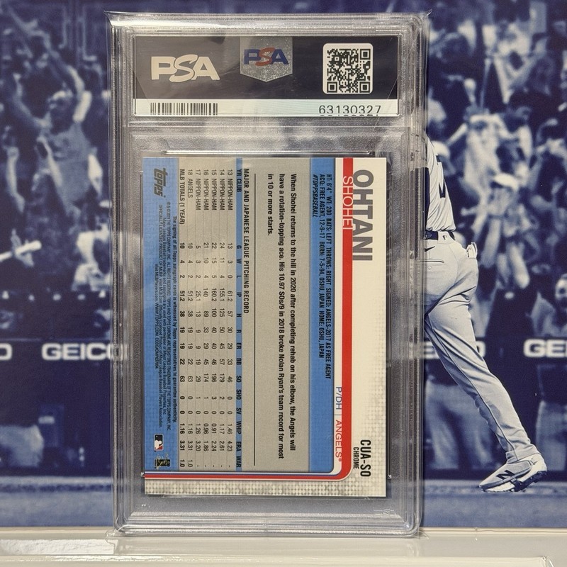 2019 Topps Chrome Update Shohei Ohtani Auto PSA 9 Auto 10 Angels Autograph Card view 2