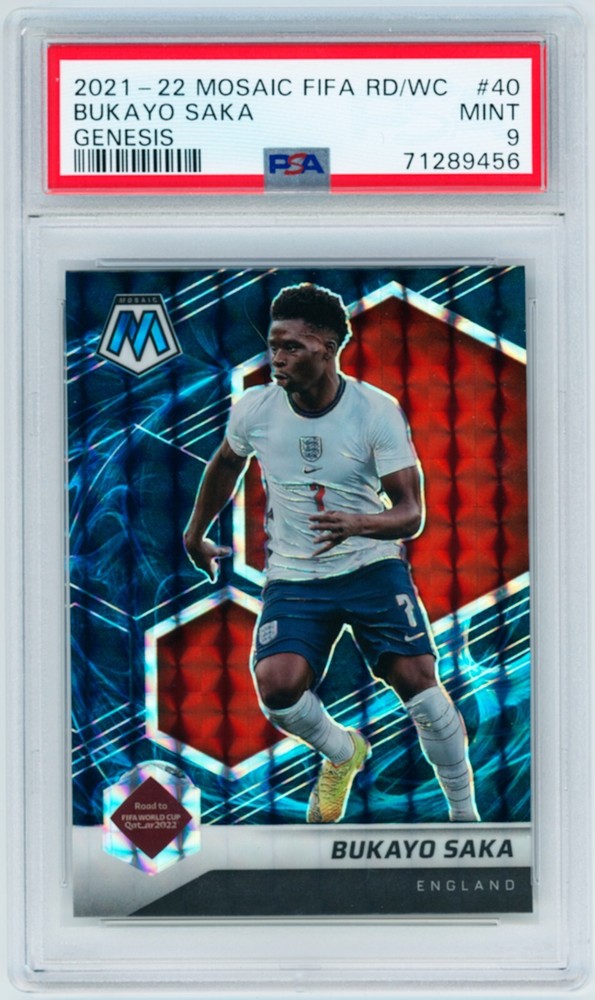 2021-22 Bukayo Saka Panini Mosaic Genesis Arsenal Case Hit Card SSP PSA 9