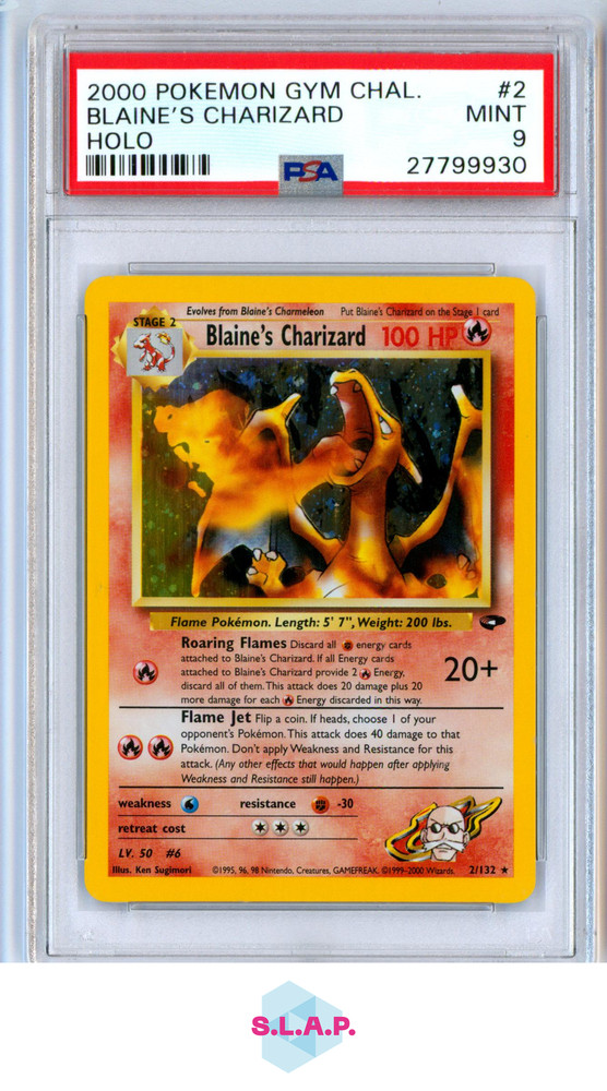 BLAINE'S CHARIZARD POKEMON 2 2000 GYM CHALLENGE HOLO ENGLISH MINT PSA 9