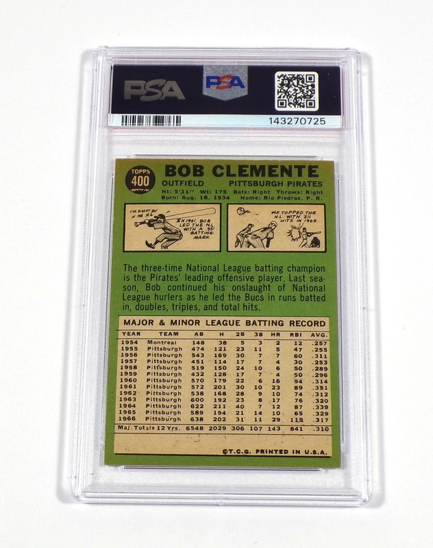 1967 Topps Roberto Clemente #400 Pirates PSA 6 view 2