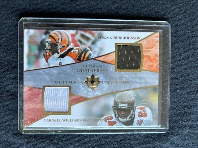 Rudi Johnson Carnell Williams   Certified Game Used Jersey Card /99
