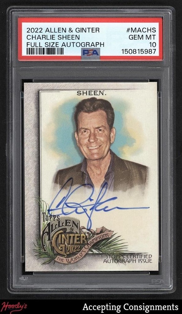 2022 Topps Allen and Ginter Autographs #MACSH Charlie Sheen AUTO PSA 10 GEM