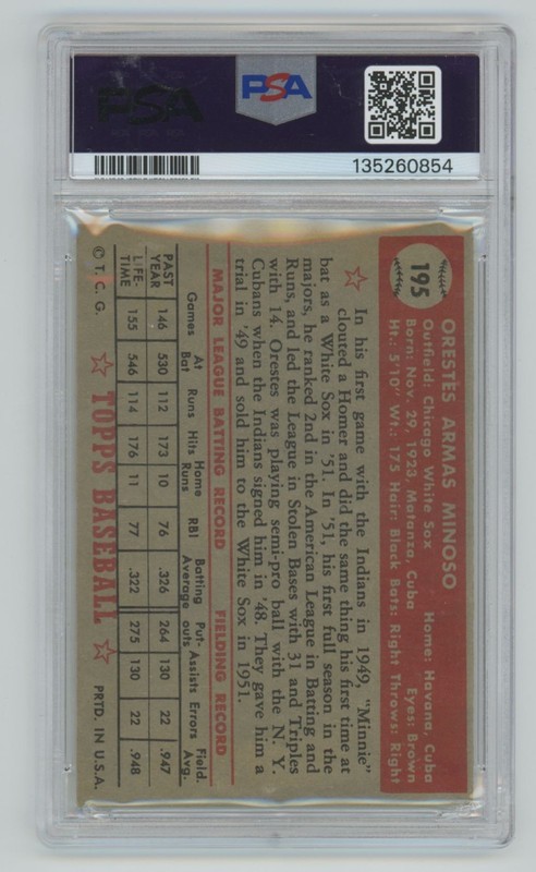 Orestes Minnie Minoso 1952 Topps PSA 4 #195 Chicago White Sox view 2