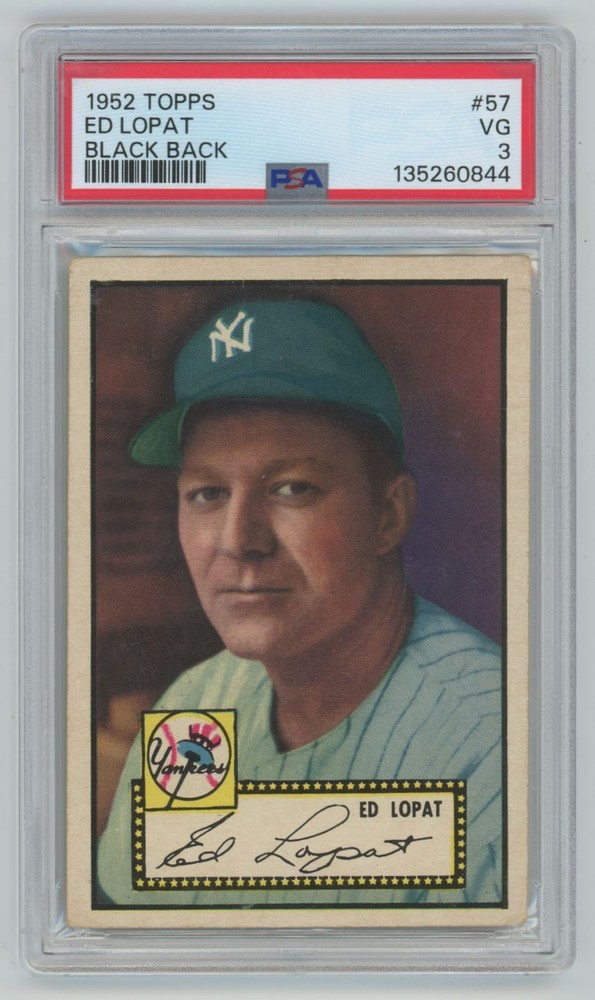Ed Lopat 1952 Topps Black Back PSA 3 #57 New York Yankees