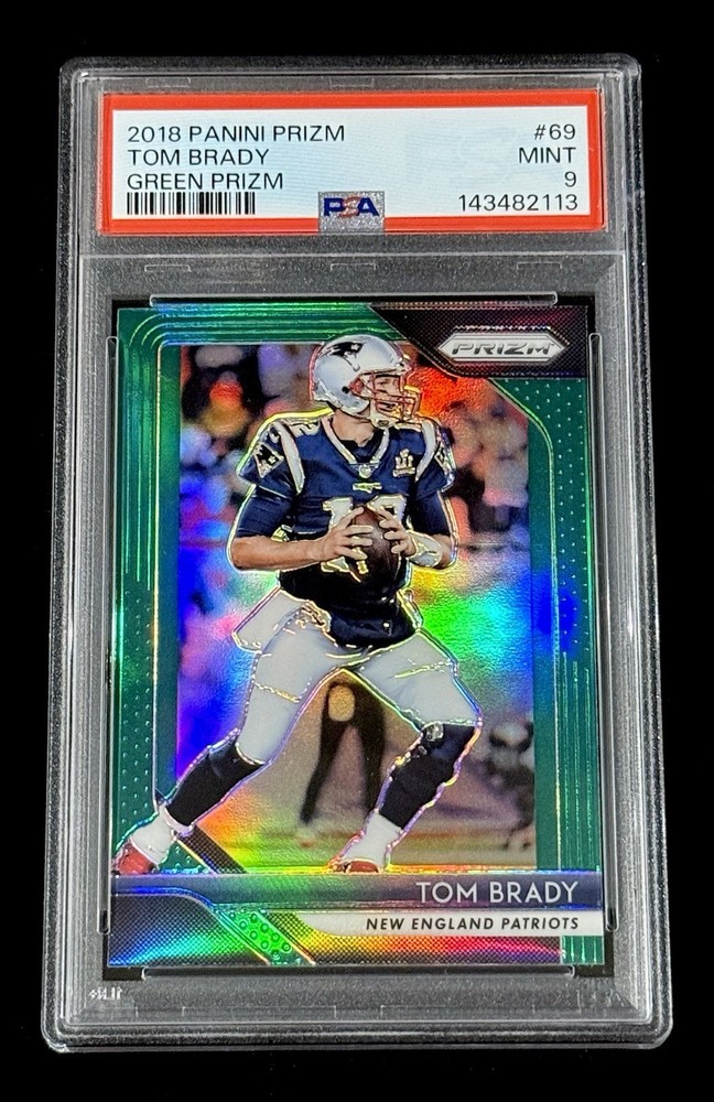 Tom Brady 2018 Panini Prizm #69 Green Prizm SP PSA 9 MINT Patriots GOAT