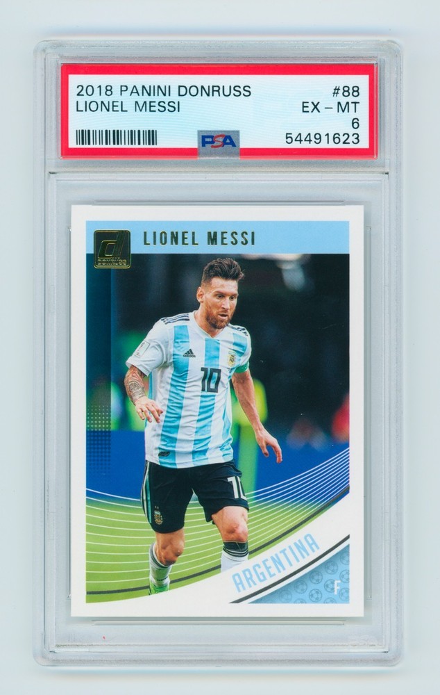 2018-19 Lionel Messi Panini Donruss FIFA Argentina Soccer Card #88 PSA 6