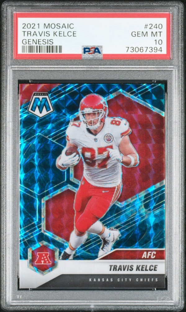 2021 Panini Mosaic Variations AFC Travis Kelce #240 Genesis Mosaic Prizm. PSA 10