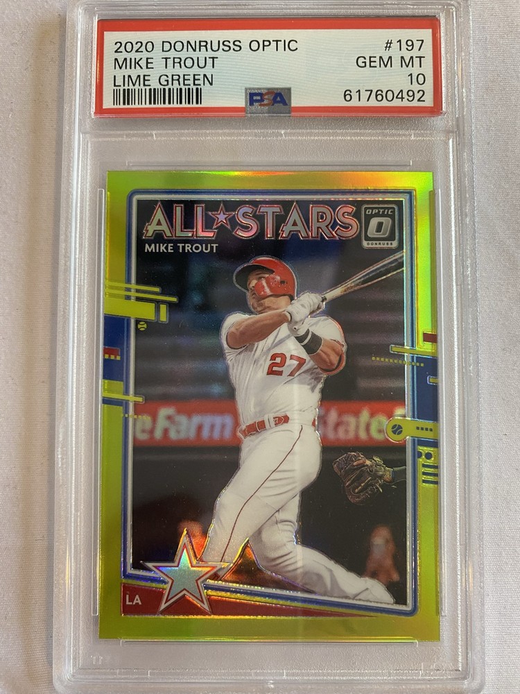 2020 Panini Donruss Optic - All-Stars Mike Trout #197 Lime Green Prizm PSA 10