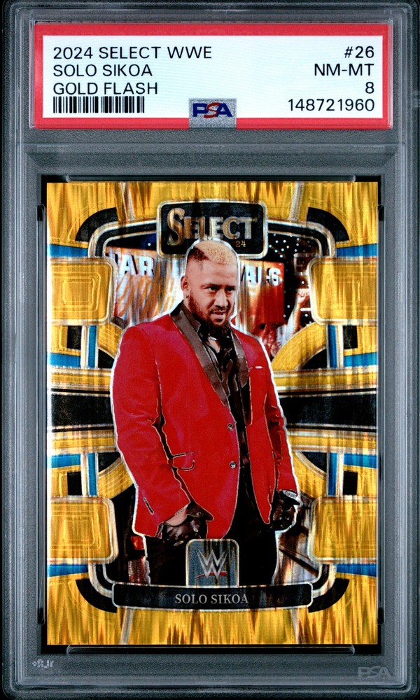 2024 Panini Select WWE #26 Solo Sikoa Gold Flash #/10 PSA 8