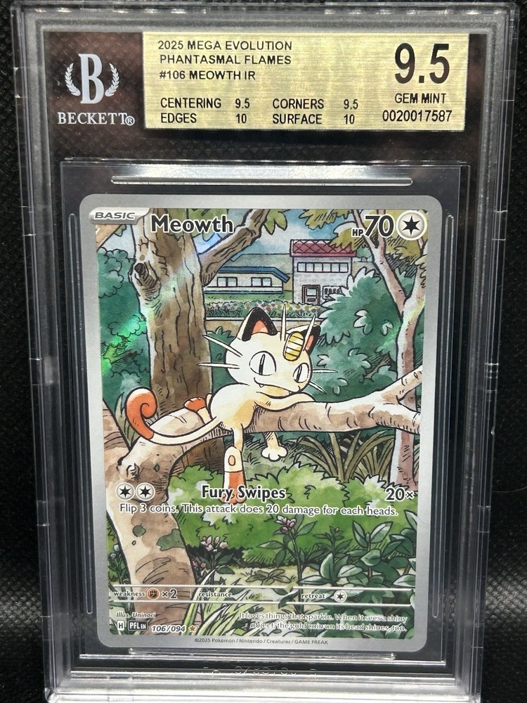 MEOWTH 2025 POKEMON Phantasmal Flames ILLUSTRATION RARE BGS BECKETT 9.5 #106