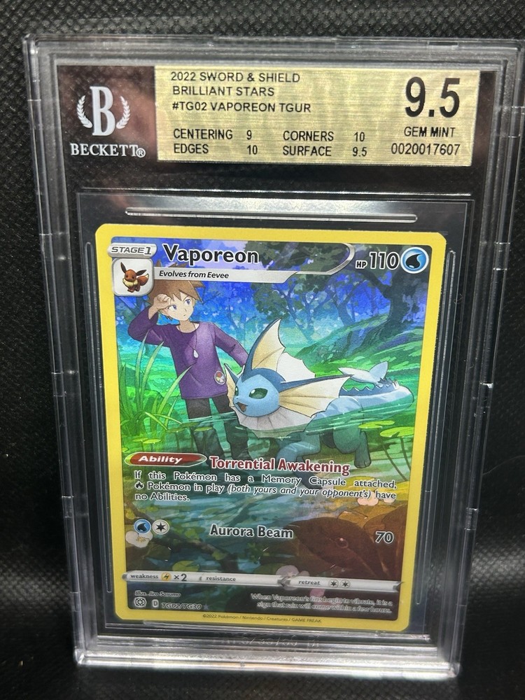 2022 Pokemon SWSH Brilliant Stars #TG02 Vaporeon Holo BGS 9.5 Gem Mint
