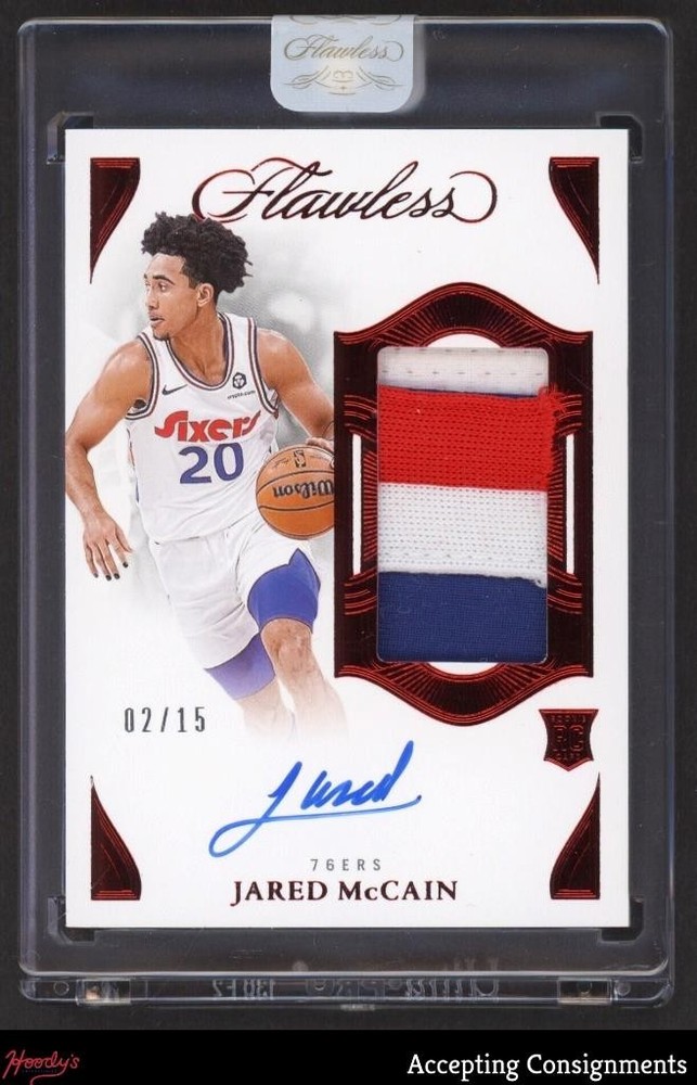 2024-25 Flawless Ruby Jared McCain RPA Rookie GAME-USED PATCH AUTO RC /15 76ERS
