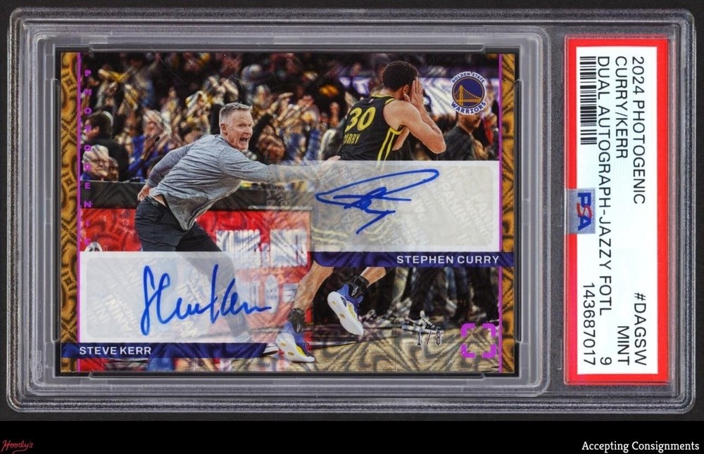 2024-25 PhotoGenic Jazzy FOTL Steve Kerr & Stephen Curry DUAL AUTO 1/3 PSA 9
