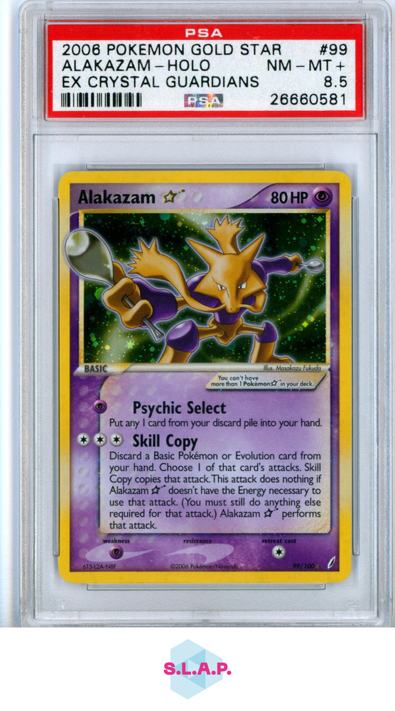 ALAKAZAM HOLO EX CRYSTAL GUARDIANS POKEMON EX GOLD STAR 2006 99 PSA 8.5