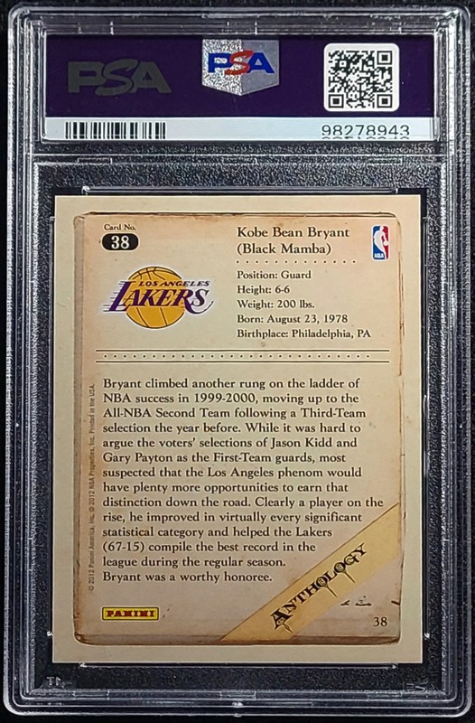 2012 PANINI KOBE ANTHOLOGY #38 KOBE BRYANT PSA 10 view 2