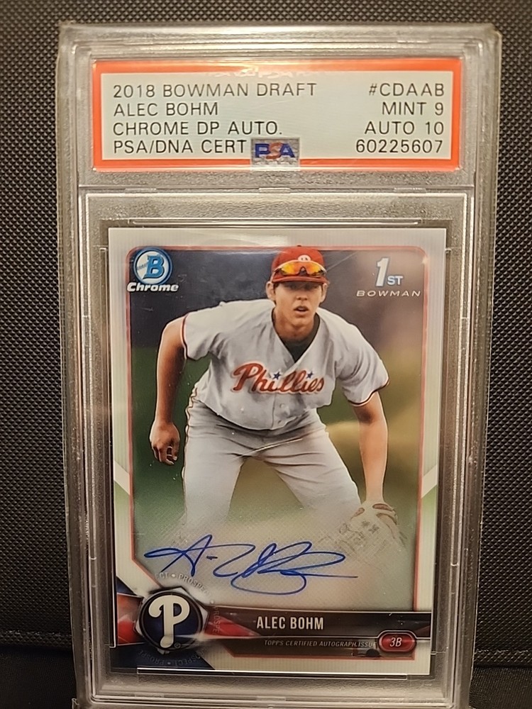 2018 Bowman Draft Chrome Draft Pick Autographs Alec Bohm Auto 10 PSA 9
