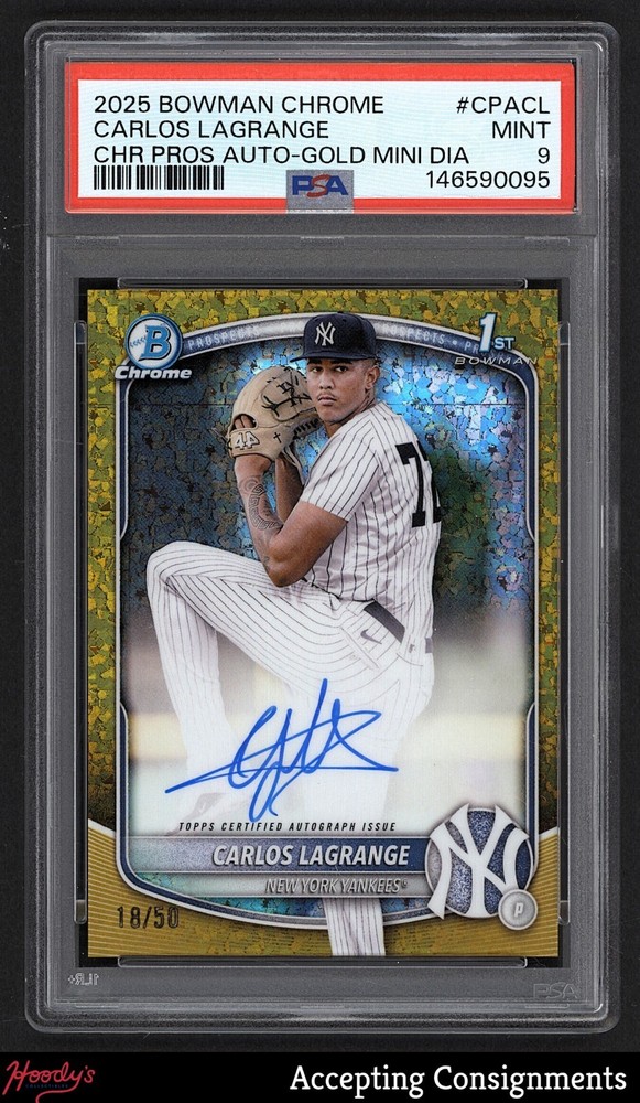 2025 Bowman Chrome Gold Mini-Diamond Carlos Lagrange 1ST ROOKIE AUTO 18/50 PSA 9