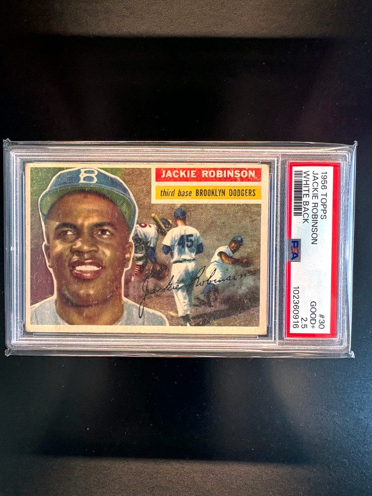 #003 - 1956 Topps #30 Jackie Robinson, White Back - PSA GOOD+ 2.5