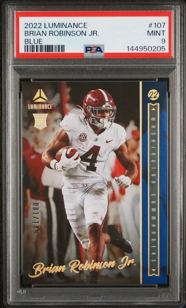 2022 Panini Luminance Rookie Blue /149 Brian Robinson Jr #107 PSA 9 RC