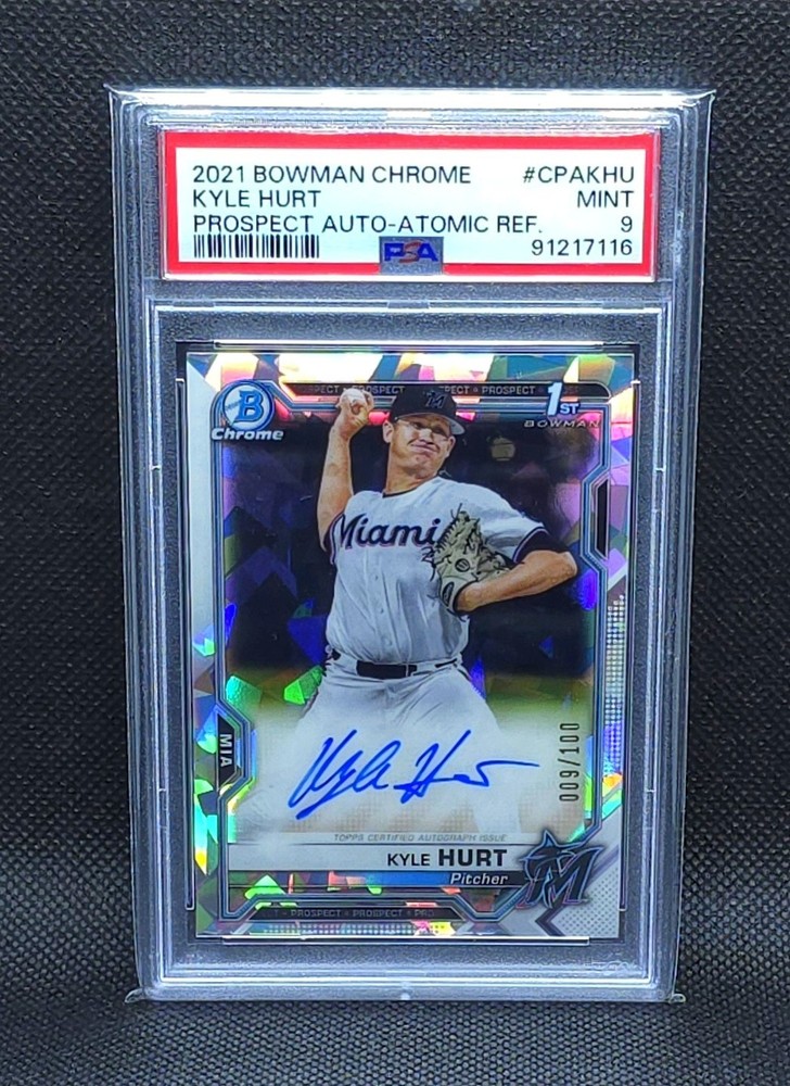 2021 Bowman Chrome Auto KYLE HURT PSA 9 Atomic Refractor /100 1st Chrome