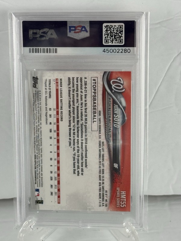2018 Topps Chrome Update- Juan Soto- HMT55- PSA 10 Gem Mint- Rookie Card- RC view 2