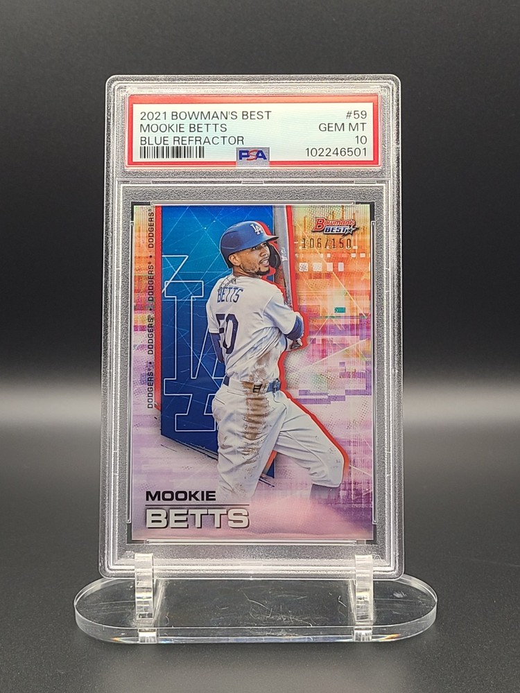 2021 Bowman's Best Mookie Betts #59 Blue Refractor Color Match /150 PSA 10 Pop 2