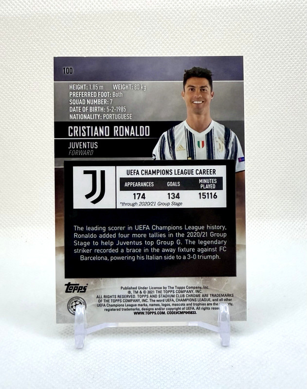 CRISTIANO RONALDO — 2020-21 Stadium Club Chrome UEFA Champions League #100 JUVE view 2