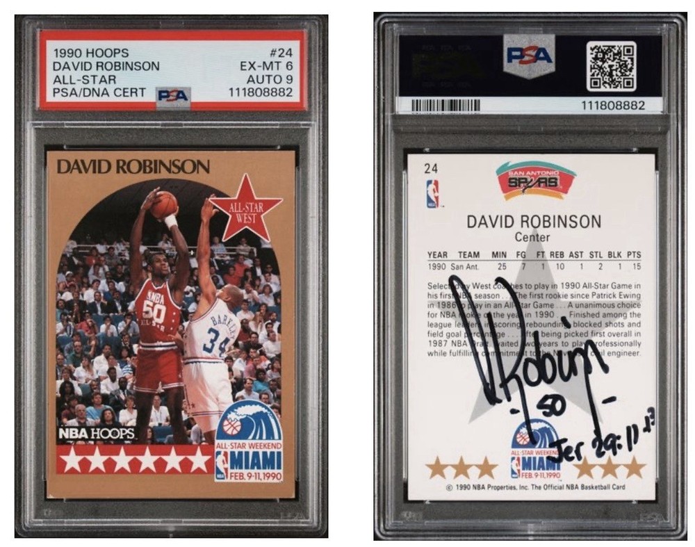1990 HOOPS David Robinson All-Star PSA Auto 9 W/ Inscription Spurs HOF Autograph