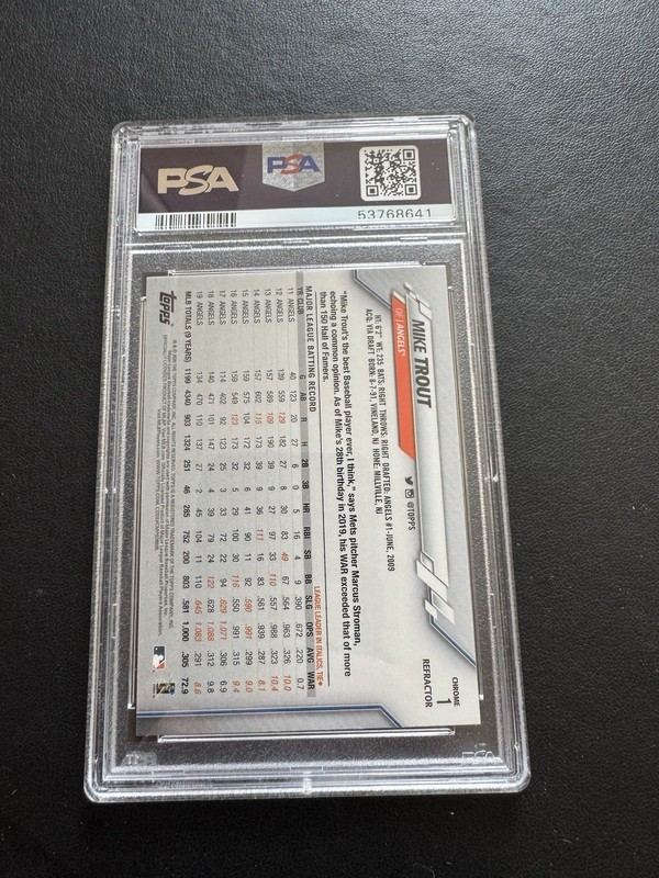 2020 Topps Chrome #1 Mike Trout Refractor PSA 10 Gem Mint view 2