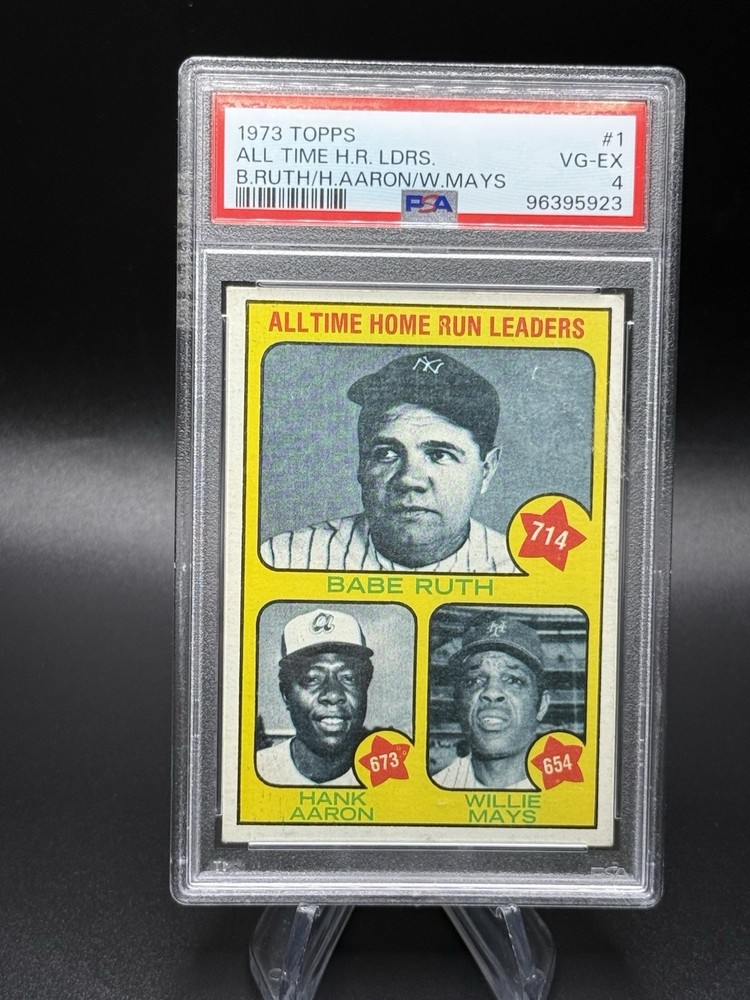 1973 Babe Ruth Hank Aaron Willie Mays PSA 4 Topps All Time Home Run Leaders #1