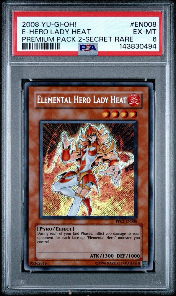 2008 Yu-Gi-Oh! Elemental Hero Lady Heat Premium Pack 2 PP02 Secret Rare PSA 6