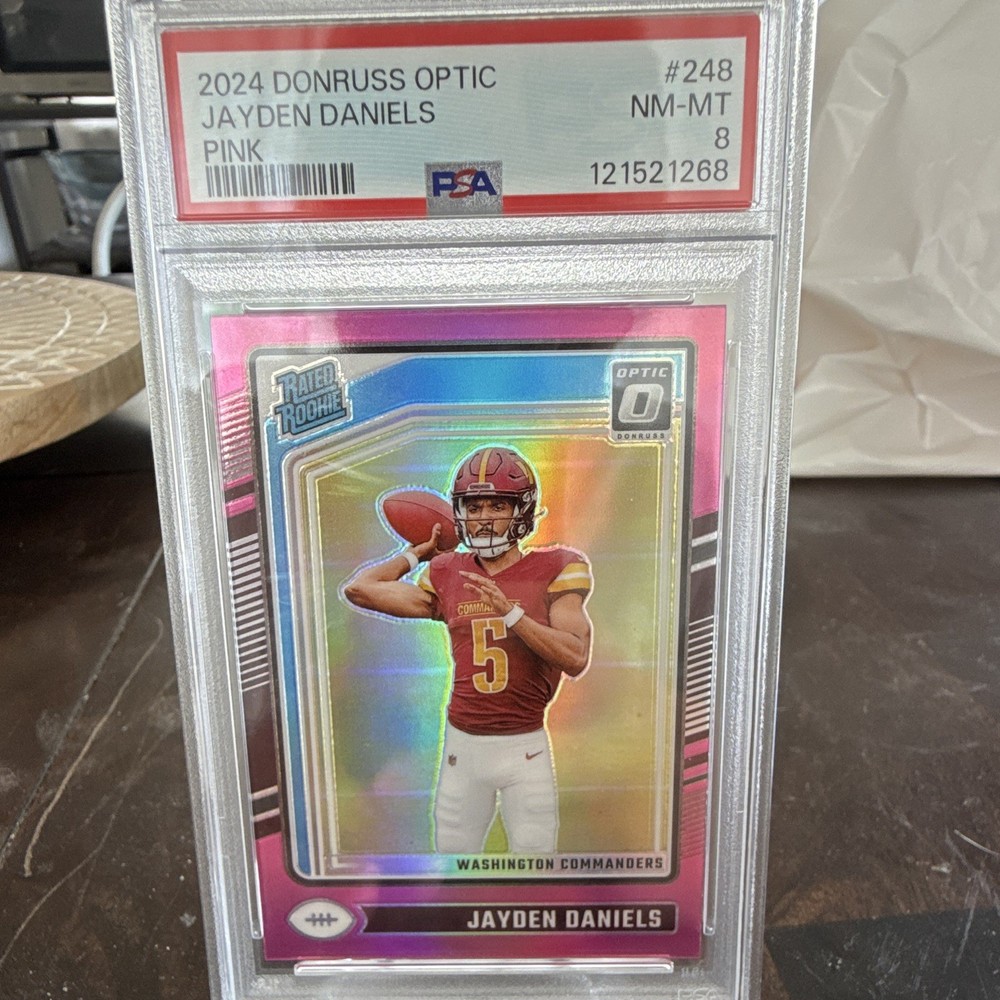 Panini Donruss Optic Rated Rookie Pink Prizm Jayden Daniels #248 PSA 8