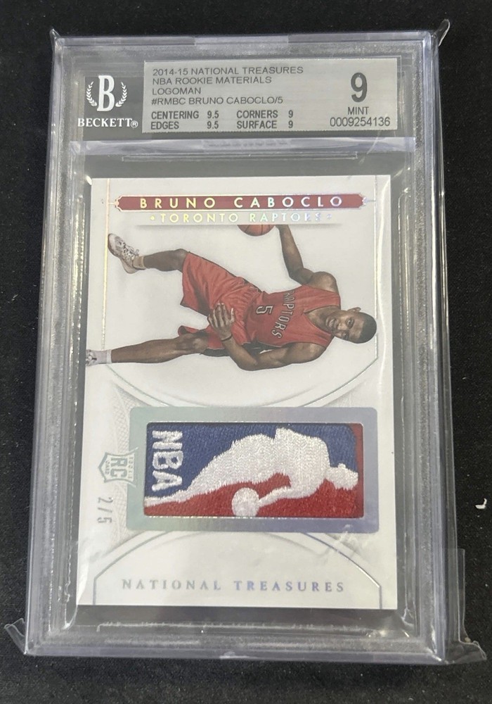 2014 National Treasures NBA Rookie Bruno Caboclo LOGOMAN /5 RARE BGS 9 