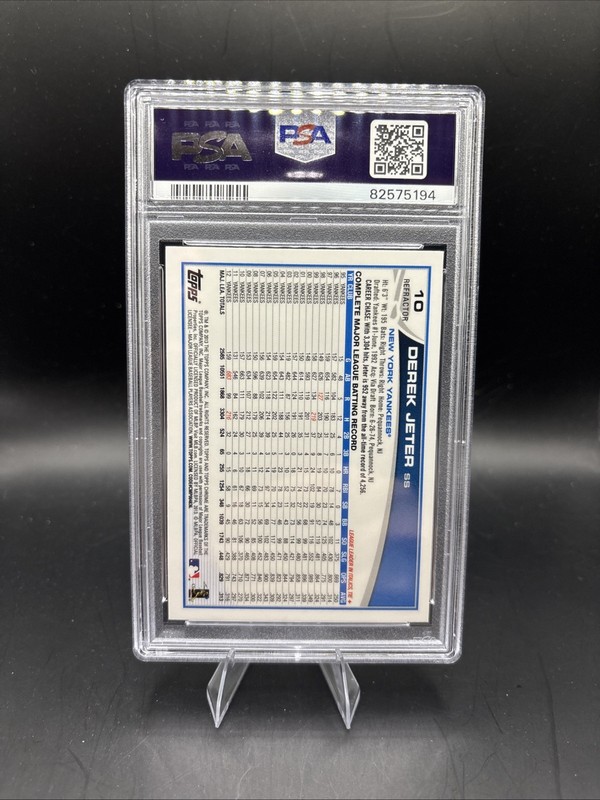 DEREK JETER NY Yankees 2013 Topps Chrome  Refractor Baseball Card #10  PSA 9 view 2