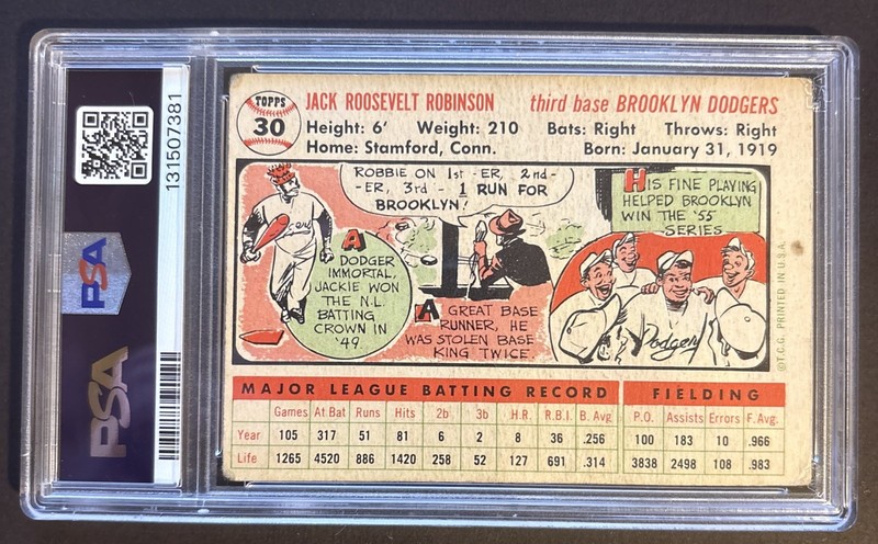 1956 Topps - Jackie Robinson #30 White Back PSA 1 NICE view 2