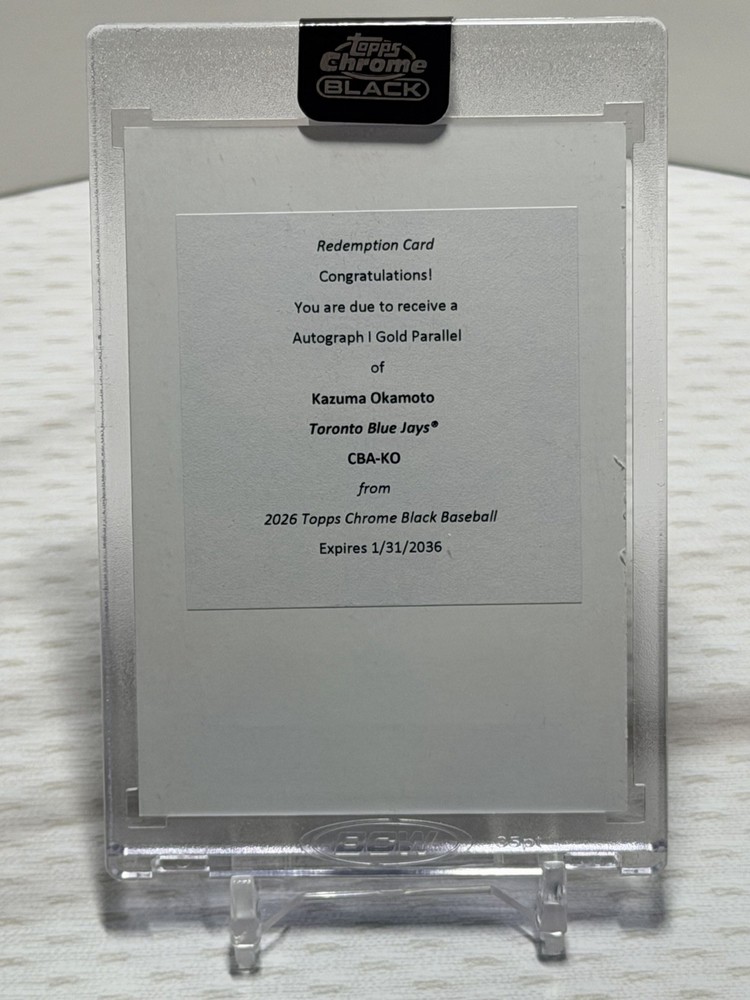 2026 Topps Chrome Black Kazuma Okamoto Gold Refractor /50 Auto Redemption RC