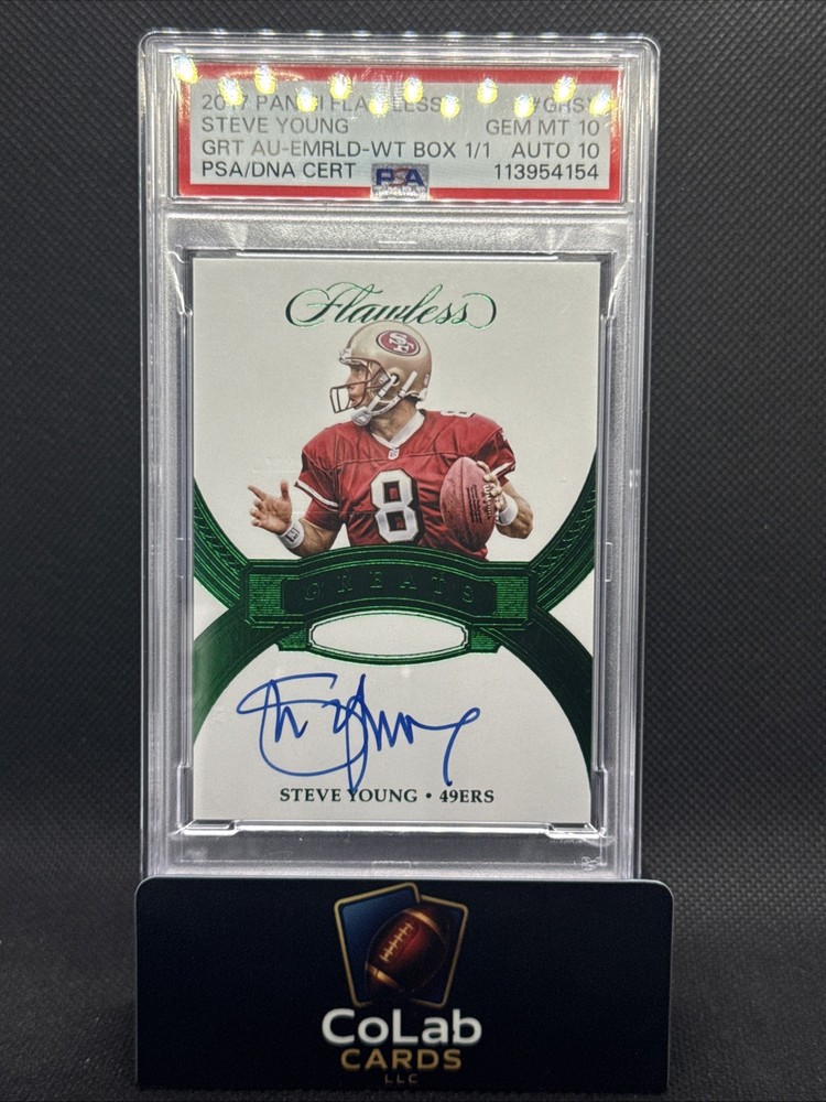 2017 Panini Flawless Steve Young Greats Autograph White Box 1/1 PSA 10/Auto 10