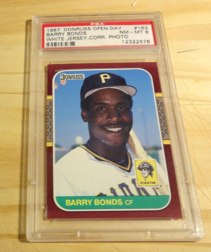 1987 Donruss Opening Day #163 BARRY BONDS Rookie White Jersey Fresh Grade PSA 8