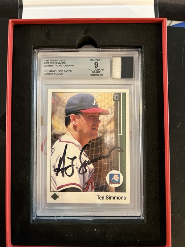Jersey Fusion Ted Simmons Game Used Patch 1989 Upper Deck - Autographed Card view 2