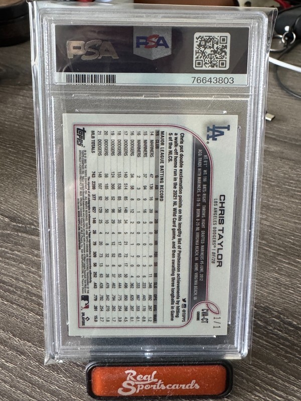 2022 Topps Chrome Chris Taylor Superfractor Auto 1/1 PSA 9 Dodgers view 2