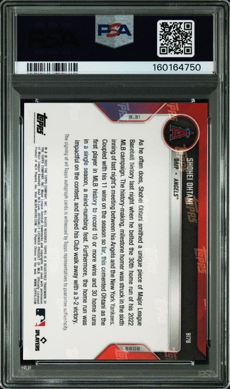 Shohei Ohtani 2022 Topps Now #817B Auto Blue /49 PSA 10 GEM MT Baseball Card view 2