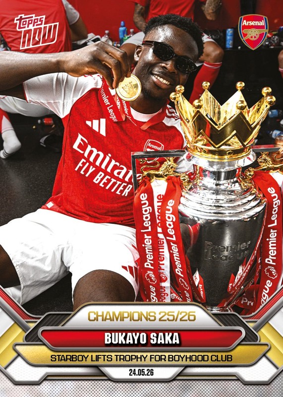 Bukayo Saka - 2025-26 Arsenal FC Topps NOW - Card 4 Presale view 2