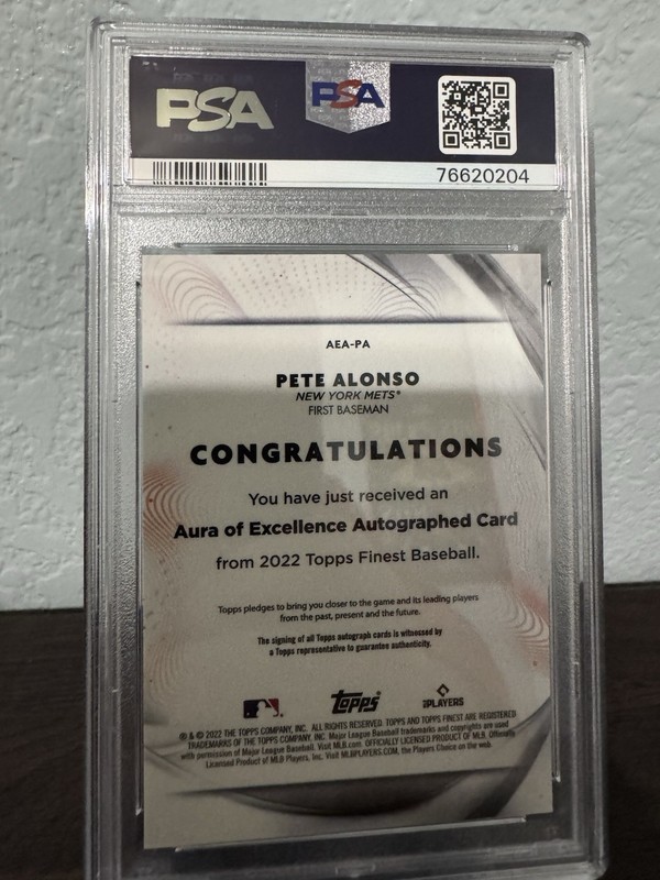 2022 Topps Finest Pete Alonso Aura Of Excellence PSA 10 POP 2 Auto /50 view 2