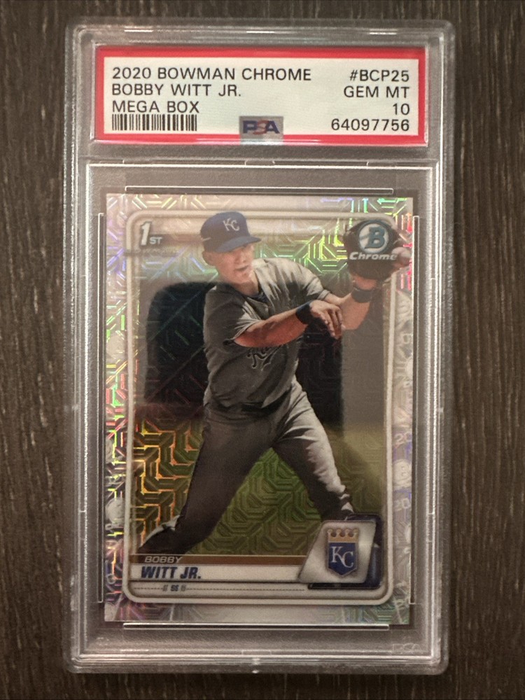 2020 Bowman Chrome Bobby Witt Jr. Mega Box Mojo Refractor 1st PSA 10 Gem Mint