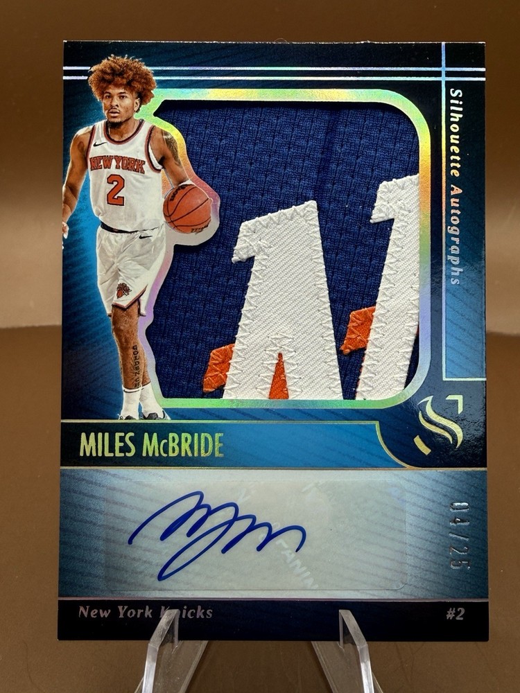 2024-25 Panini Silhouette - Miles McBride #SIL-MCB Silver /25 Patch Auto Knicks