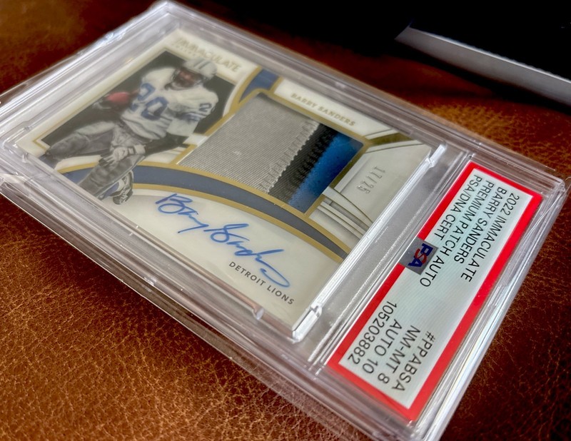 2022 PANINI IMMACULATE BARRY SANDERS SSP PATCH AUTO /25 🔥 LEGENDARY! POP 1 view 2