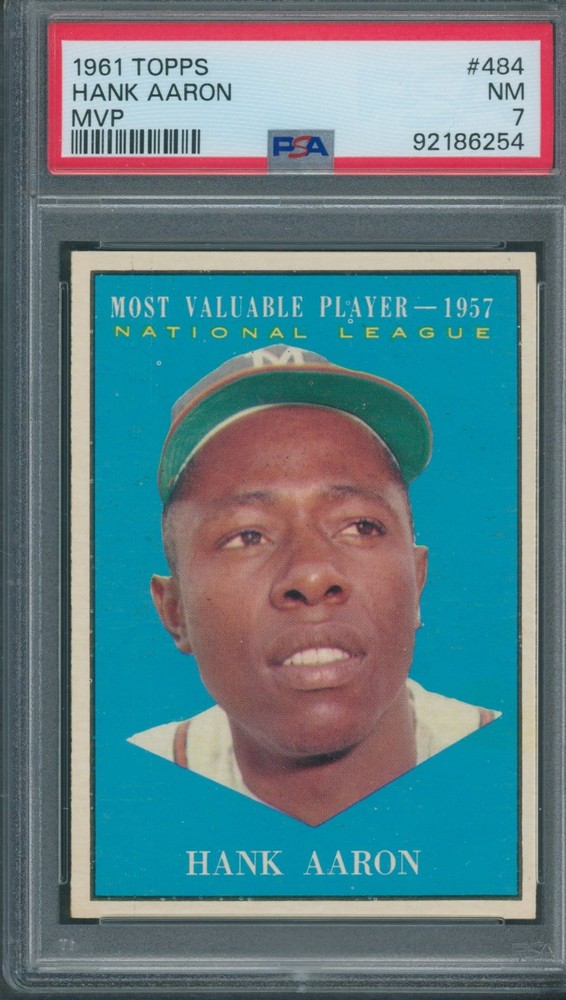 1961 Topps #484 Hank Aaron MVP PSA NM 7 *6254