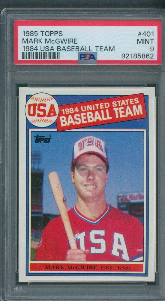 1985 Topps #401 Mark McGwire PSA MINT 9 *5862