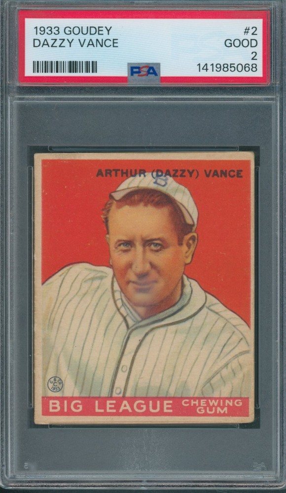 1933 Goudey #2 Dazzy Vance PSA GOOD 2 *5068