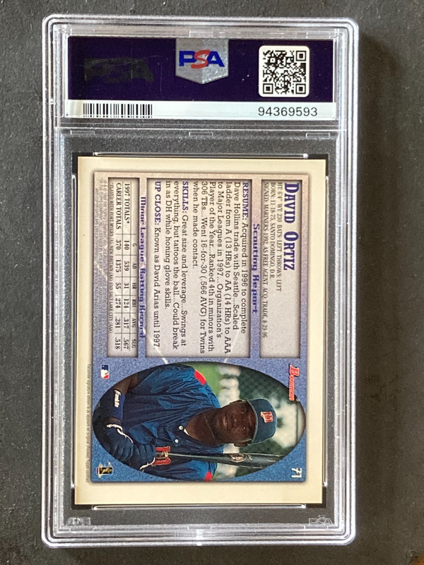 1998 Bowman #71 David Ortiz RC PSA 8.5 view 2